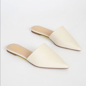Lulus Lorena Off White Pointed Toe Slides